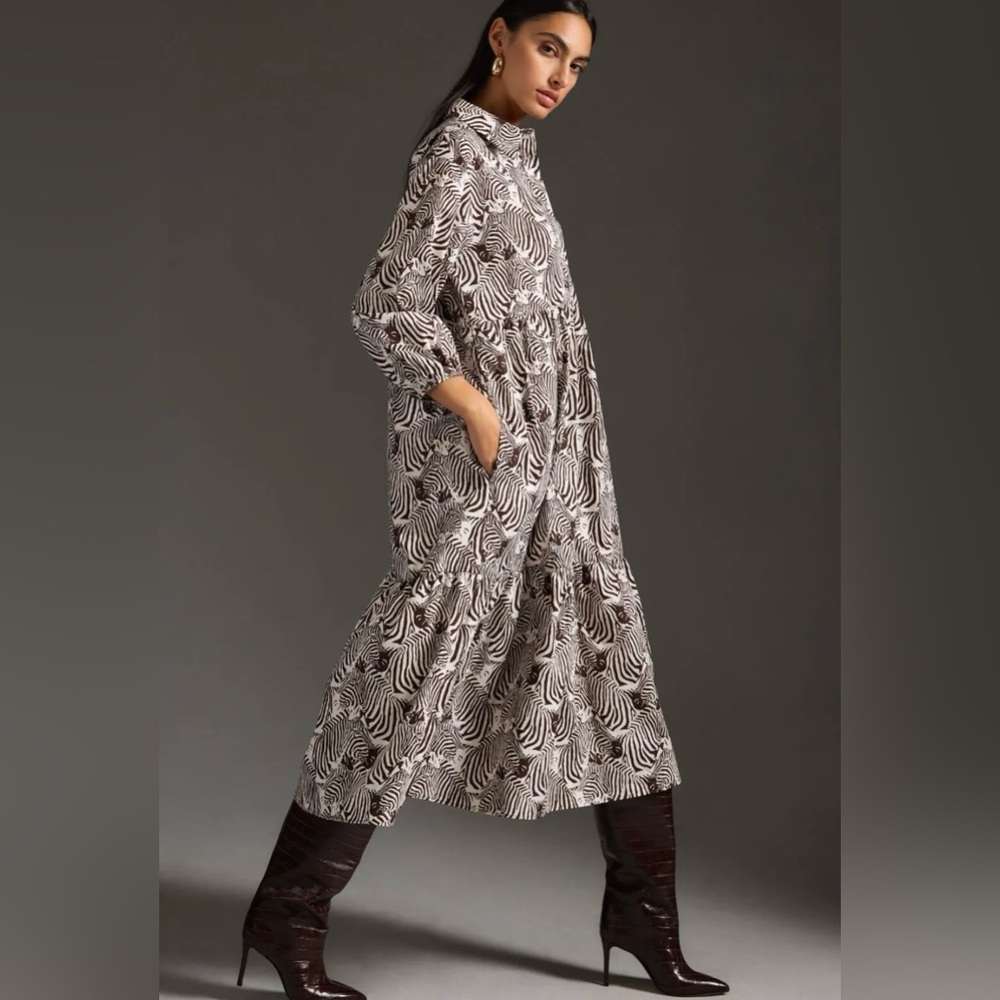 Anthropologie Black and White Midi Dress